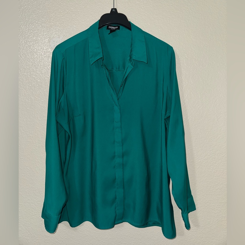 Express Emerald Green “portofino” Button Down Shirt - Picture 2 of 4